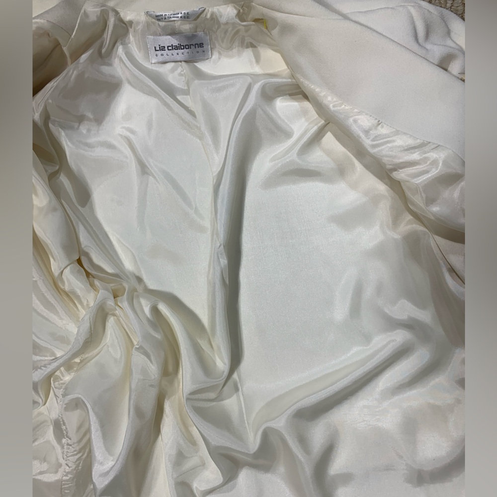 Vintage Liz Claiborne collection light ivory open blazer with tie band Size 10 - Picture 8 of 9